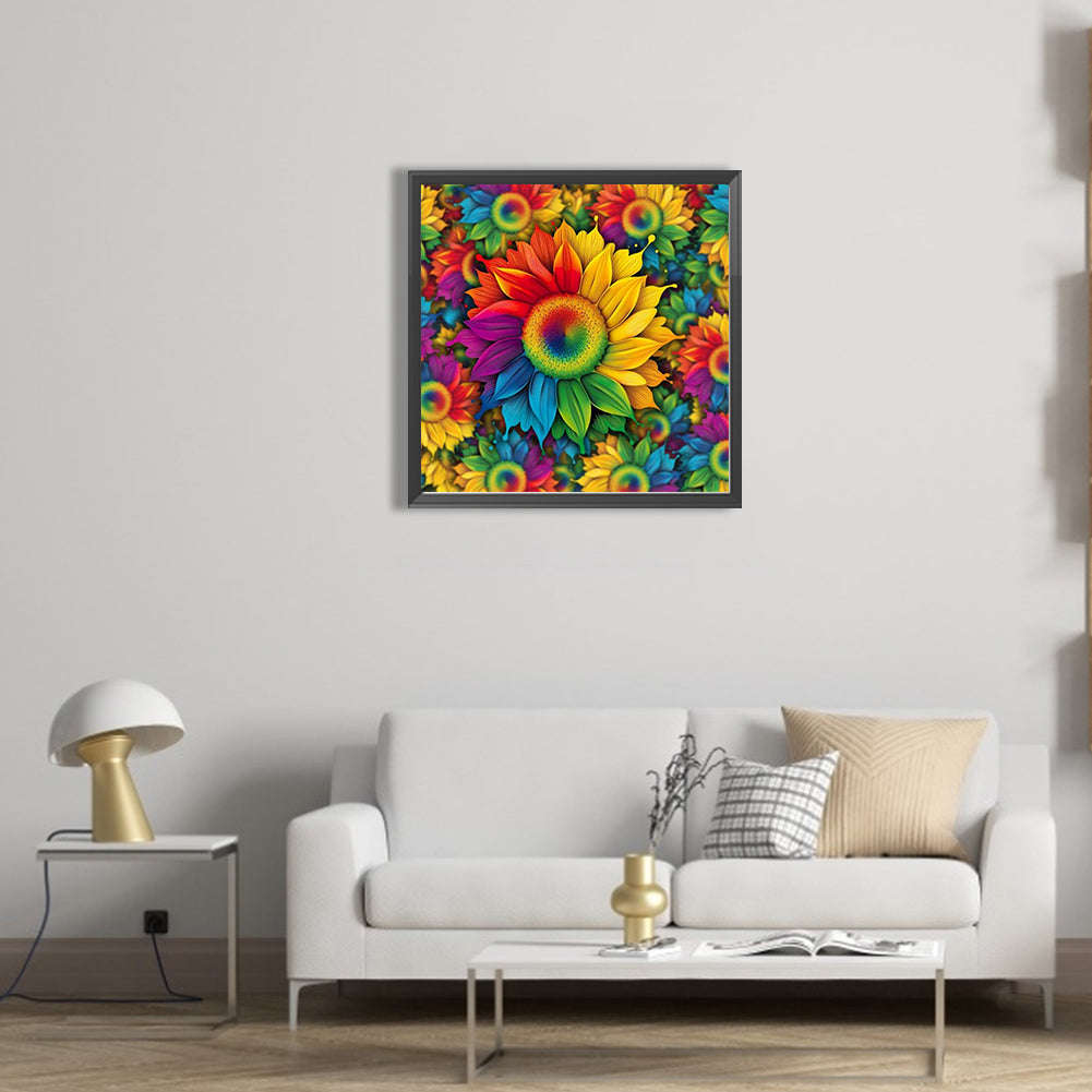 Rainbow Sunflower - Full Round AB Drill Diamond Painting 40*40CM