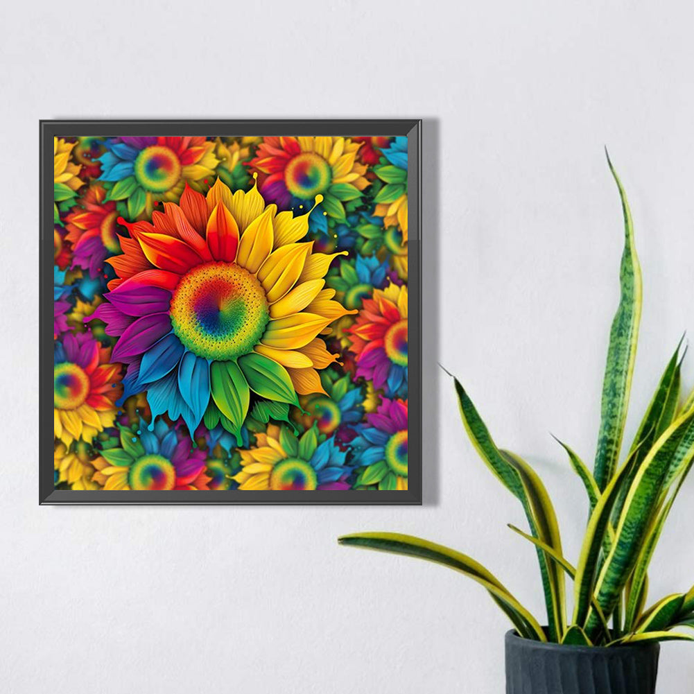 Rainbow Sunflower - Full Round AB Drill Diamond Painting 40*40CM