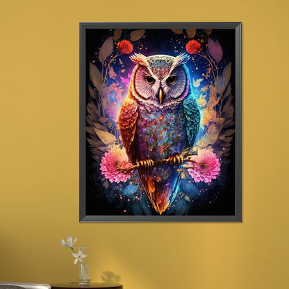 Owl On Tree Branch - Full Round AB Drill Diamond Painting 40*50CM