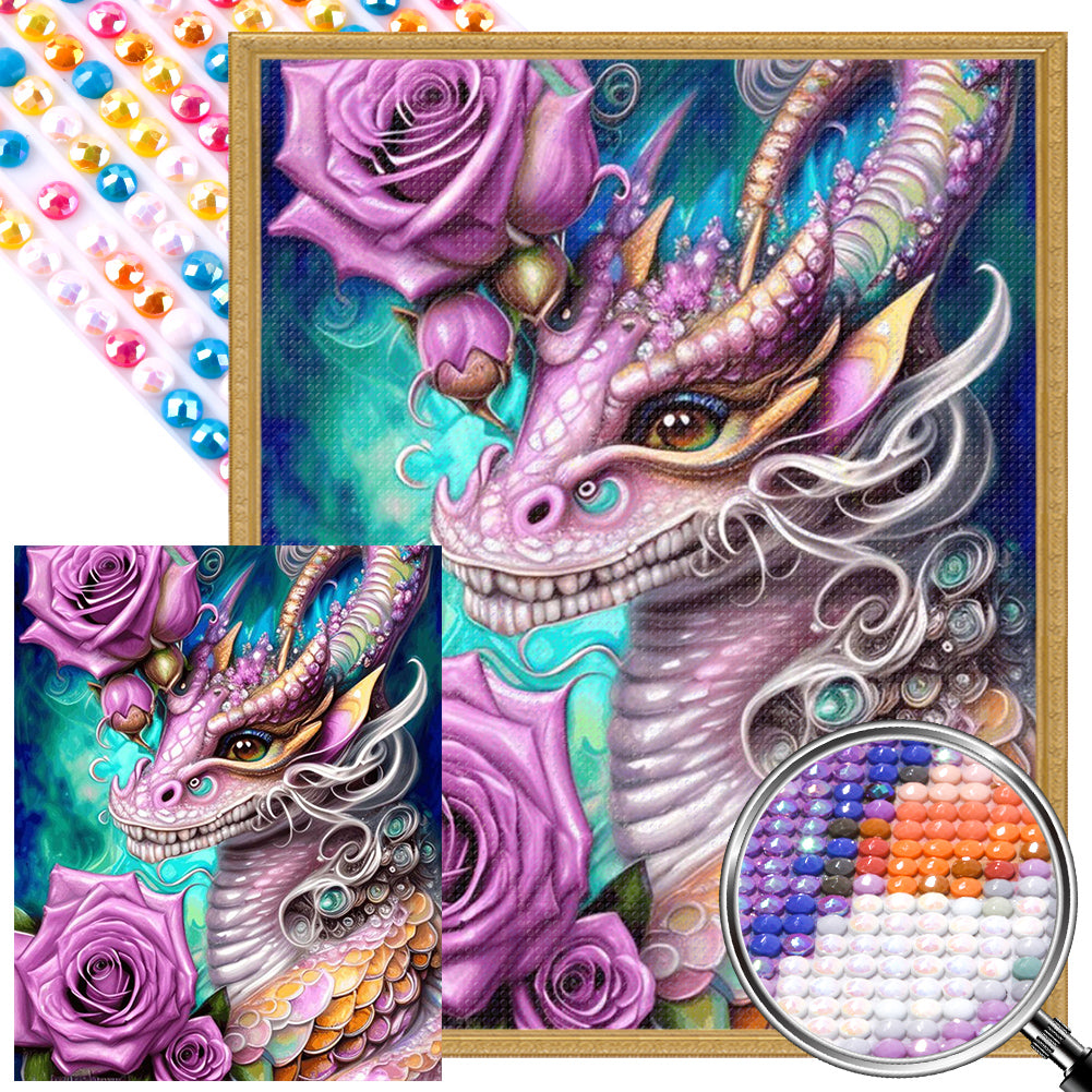 Flower Dragon - Full Round AB Drill Diamond Painting 40*50CM