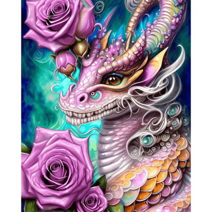 Flower Dragon - Full Round AB Drill Diamond Painting 40*50CM