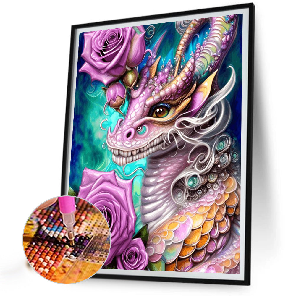 Flower Dragon - Full Round AB Drill Diamond Painting 40*50CM