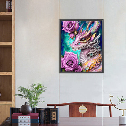 Flower Dragon - Full Round AB Drill Diamond Painting 40*50CM