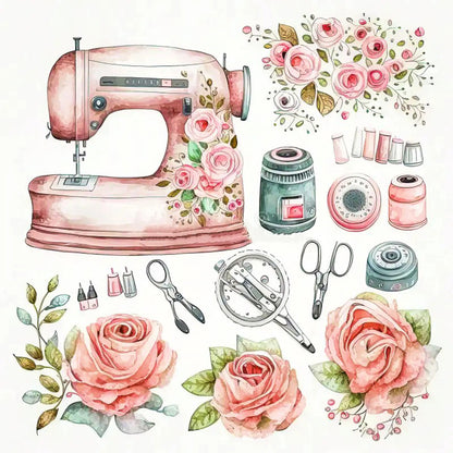 Flower Sewing Machine Tools - 14CT Stamped Cross Stitch 40*40CM