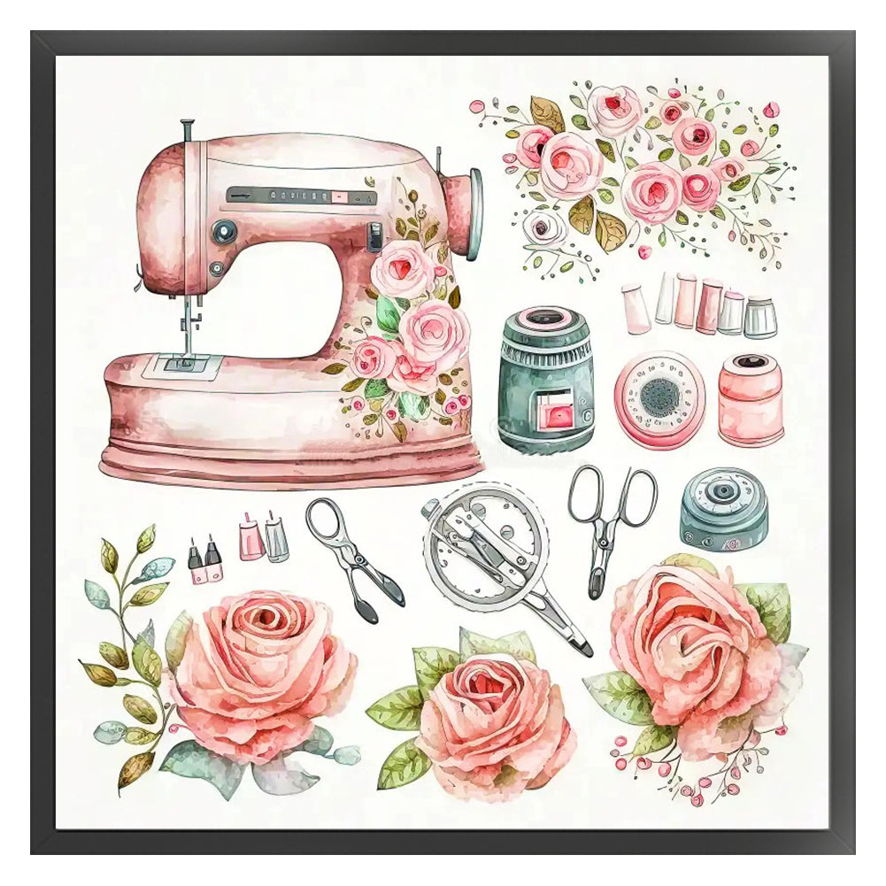 Flower Sewing Machine Tools - 14CT Stamped Cross Stitch 40*40CM