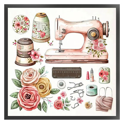 Flower Sewing Machine Tools - 14CT Stamped Cross Stitch 40*40CM