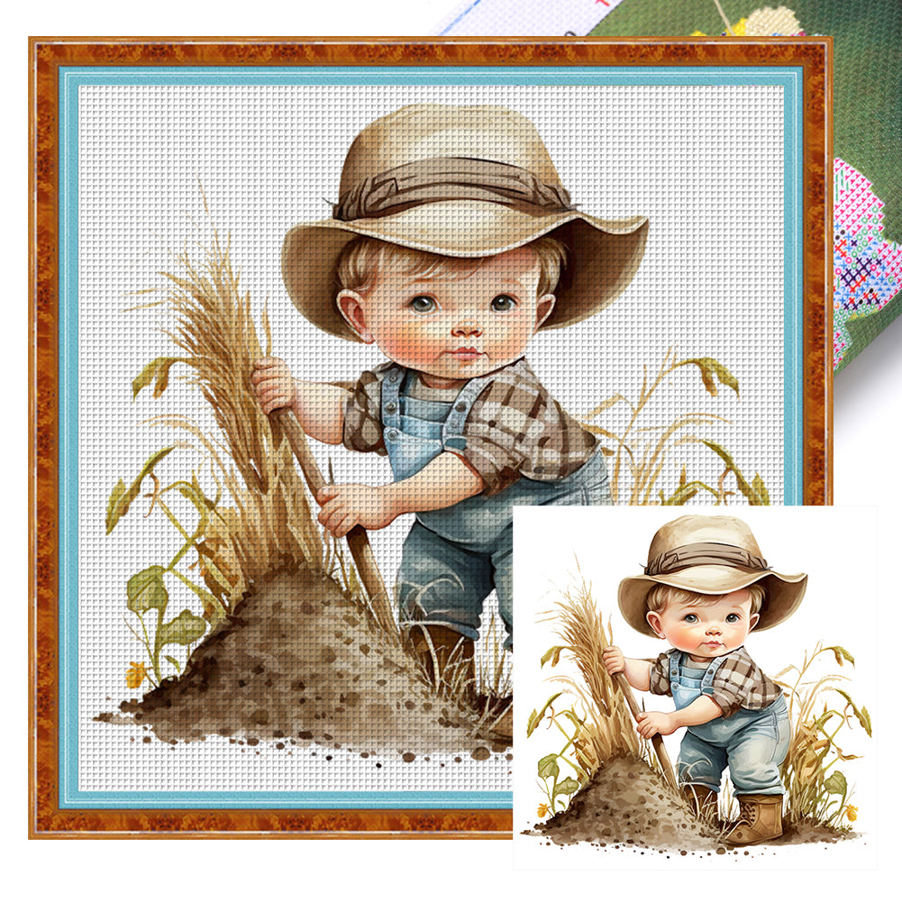 Farm Baby - 18CT Stamped Cross Stitch 25*25CM