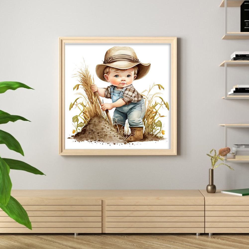 Farm Baby - 18CT Stamped Cross Stitch 25*25CM