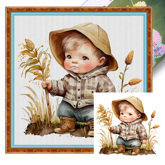 Farm Baby - 18CT Stamped Cross Stitch 25*25CM