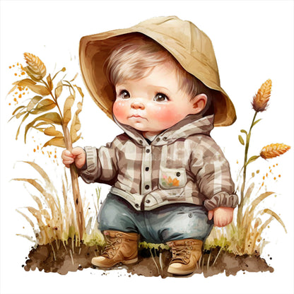 Farm Baby - 18CT Stamped Cross Stitch 25*25CM