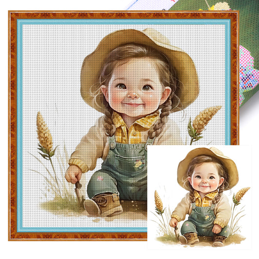 Farm Baby - 18CT Stamped Cross Stitch 25*25CM