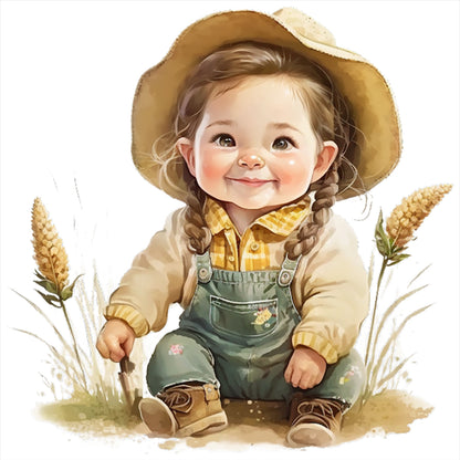 Farm Baby - 18CT Stamped Cross Stitch 25*25CM