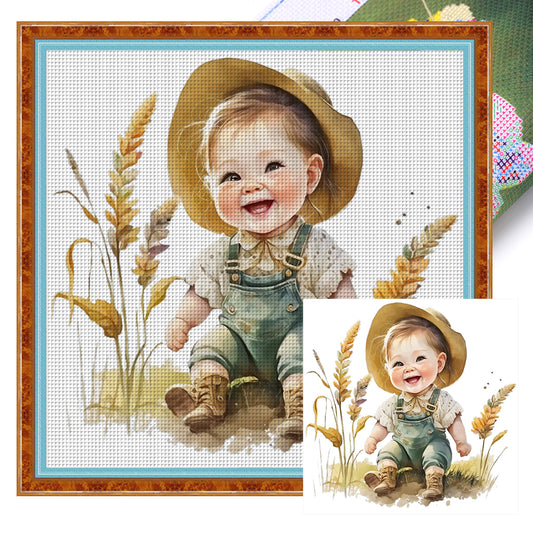 Farm Baby - 18CT Stamped Cross Stitch 25*25CM