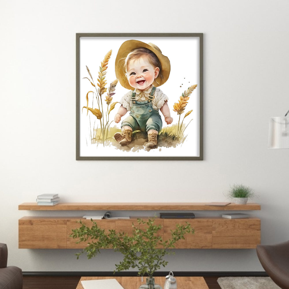 Farm Baby - 18CT Stamped Cross Stitch 25*25CM