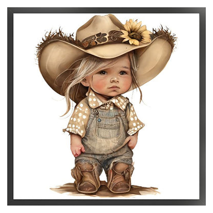 Sunflower Denim Baby - 18CT Stamped Cross Stitch 25*25CM