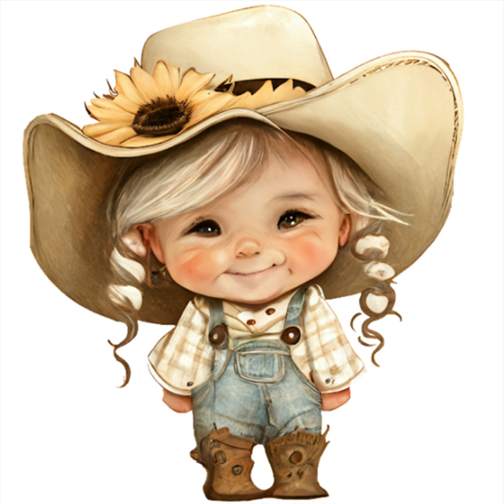 Sunflower Denim Baby - 18CT Stamped Cross Stitch 25*25CM