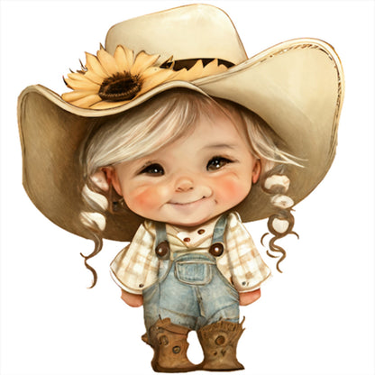 Sunflower Denim Baby - 18CT Stamped Cross Stitch 25*25CM