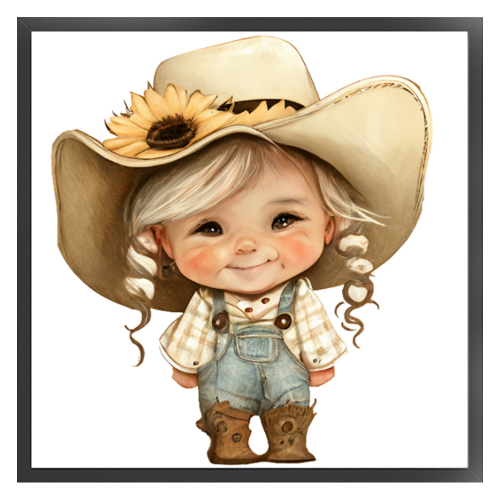 Sunflower Denim Baby - 18CT Stamped Cross Stitch 25*25CM