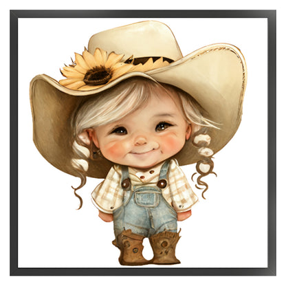 Sunflower Denim Baby - 18CT Stamped Cross Stitch 25*25CM