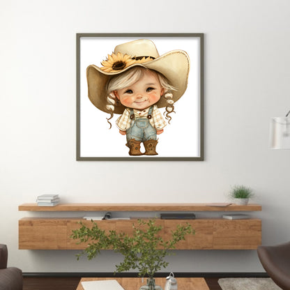 Sunflower Denim Baby - 18CT Stamped Cross Stitch 25*25CM