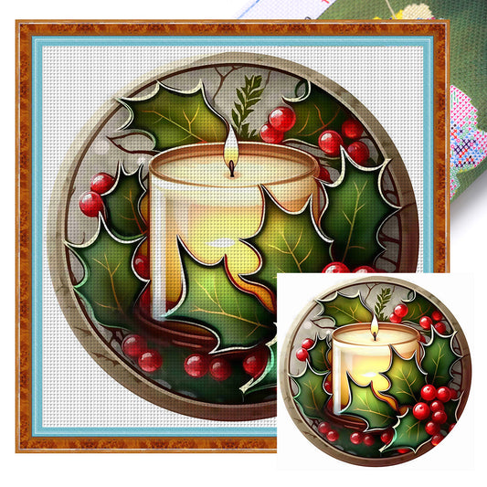 Retro Christmas - Candles - 18CT Stamped Cross Stitch 25*25CM