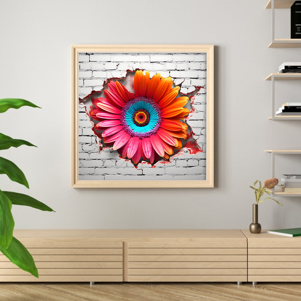 Chrysanthemums On The Wall - 11CT Stamped Cross Stitch 40*40CM