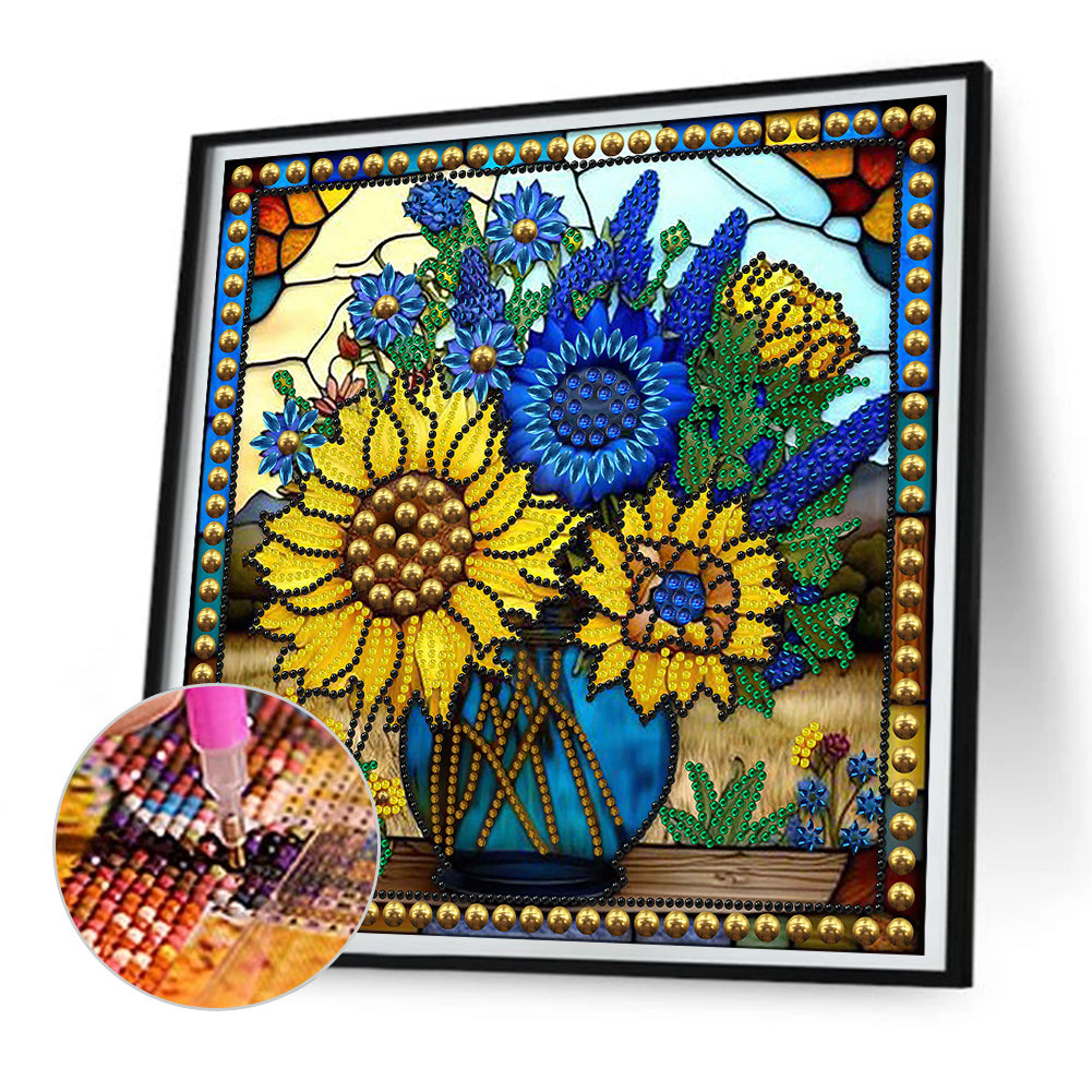 Glass Painting Lavender Sunflower - Special Shaped Drill Diamond Painting 30*30CM