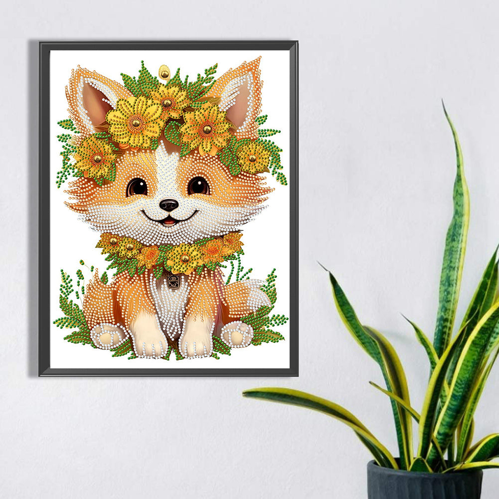 Sunflower Fox - Special Shaped Drill Diamond Painting 30*40CM