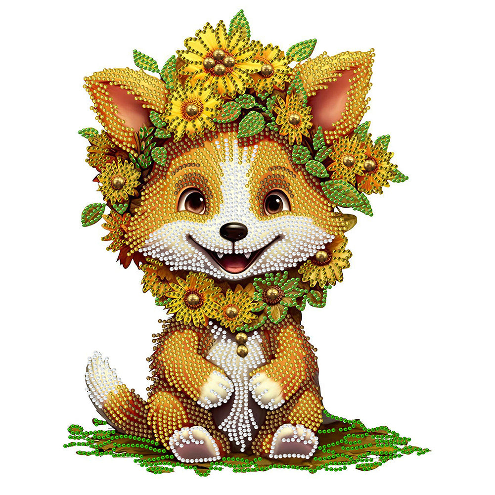 Sunflower Fox - Special Shaped Drill Diamond Painting 30*40CM