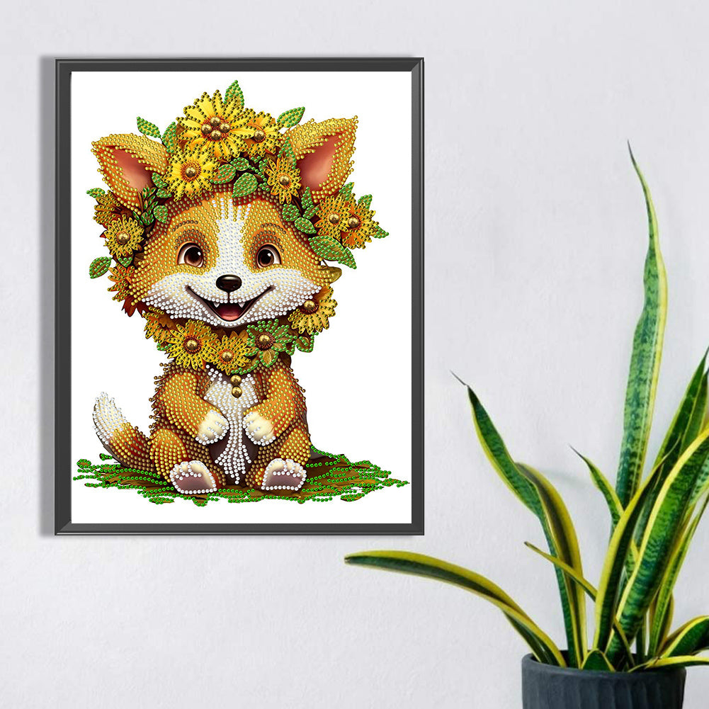 Sunflower Fox - Special Shaped Drill Diamond Painting 30*40CM