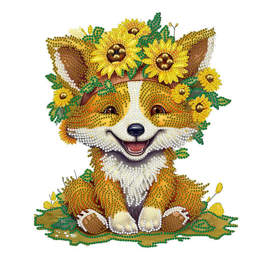 Sunflower Fox - Special Shaped Drill Diamond Painting 30*40CM