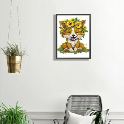 Sunflower Fox - Special Shaped Drill Diamond Painting 30*40CM