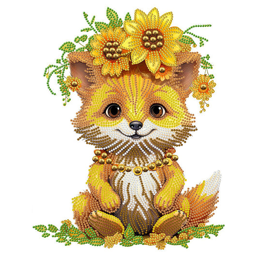 Sunflower Fox - Special Shaped Drill Diamond Painting 30*40CM