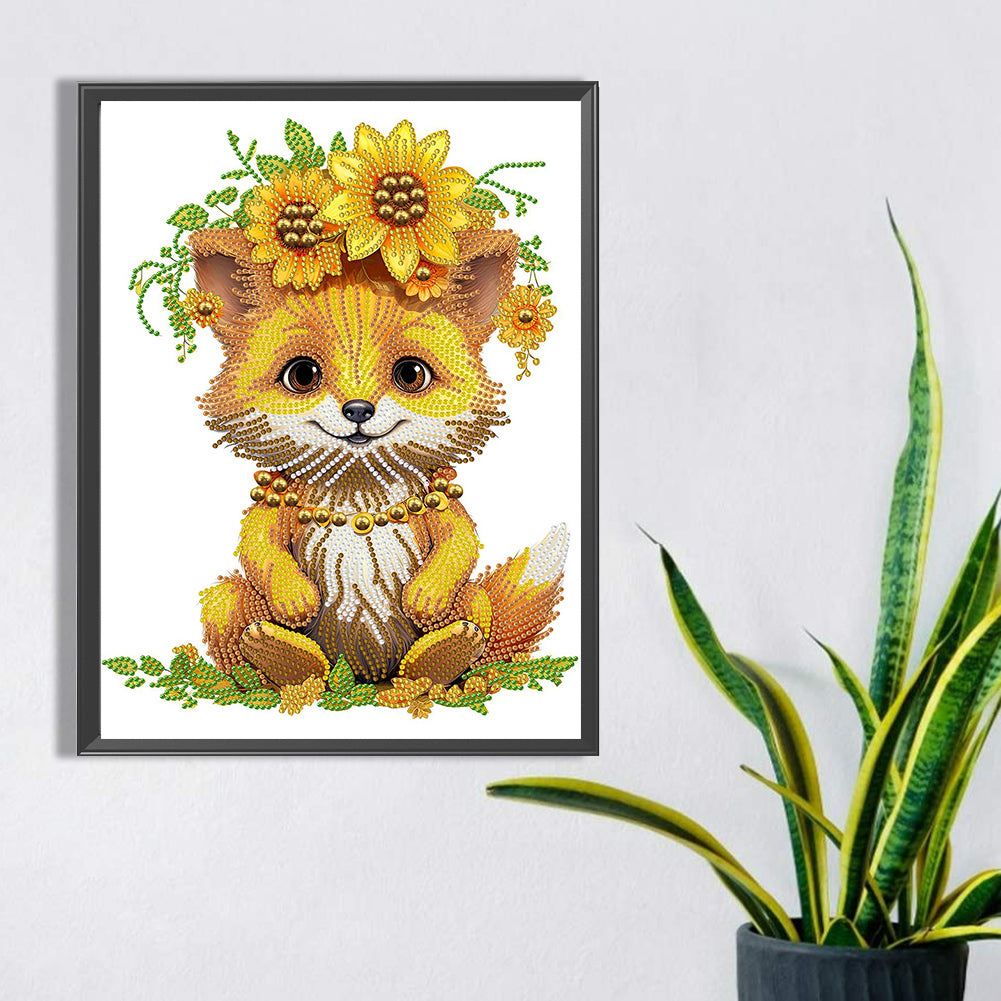 Sunflower Fox - Special Shaped Drill Diamond Painting 30*40CM