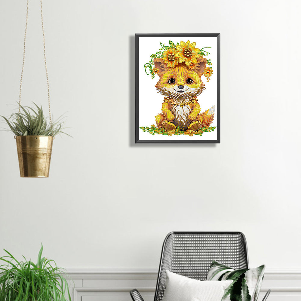 Sunflower Fox - Special Shaped Drill Diamond Painting 30*40CM