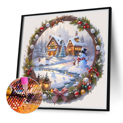 Snow Scene Outside The House - Full Round Drill Diamond Painting 40*40CM