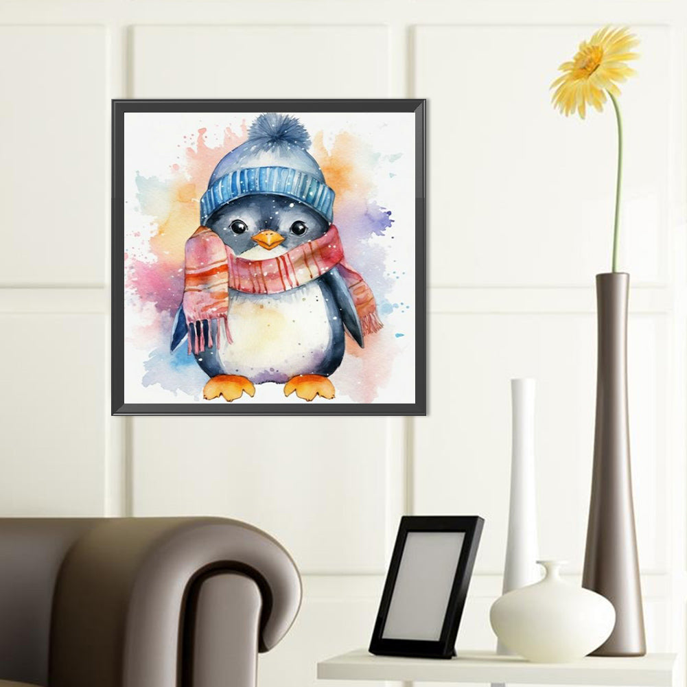 Watercolor Painted Penguin - Full Round Drill Diamond Painting 40*40CM