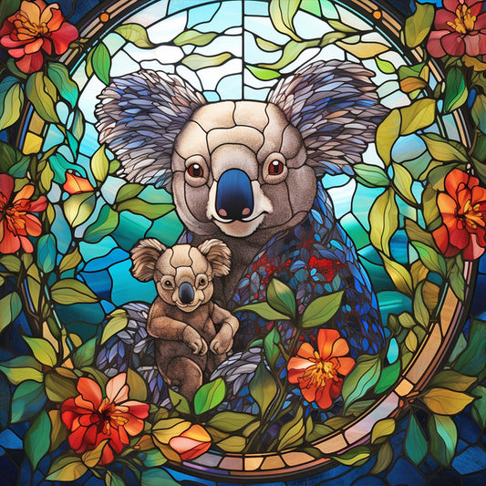 Koala Glass Painting - Full Round Drill Diamond Painting 40*40CM