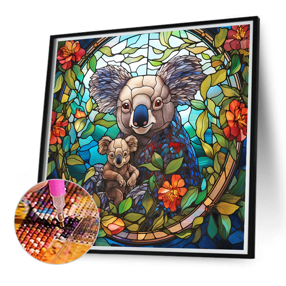 Koala Glass Painting - Full Round Drill Diamond Painting 40*40CM