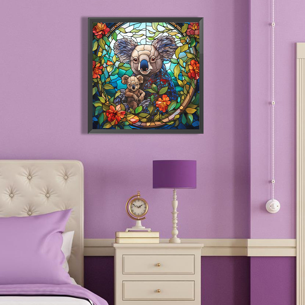 Koala Glass Painting - Full Round Drill Diamond Painting 40*40CM