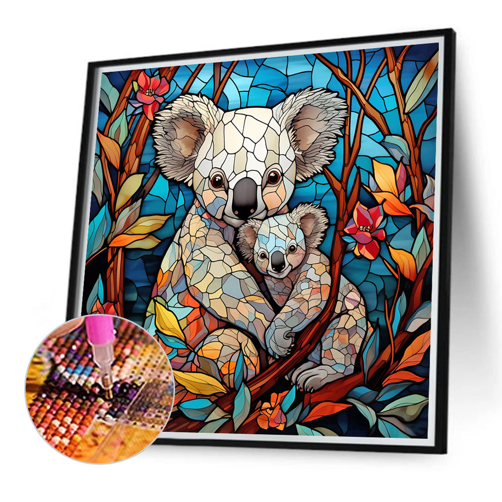 Koala Glass Painting - Full Round Drill Diamond Painting 40*40CM