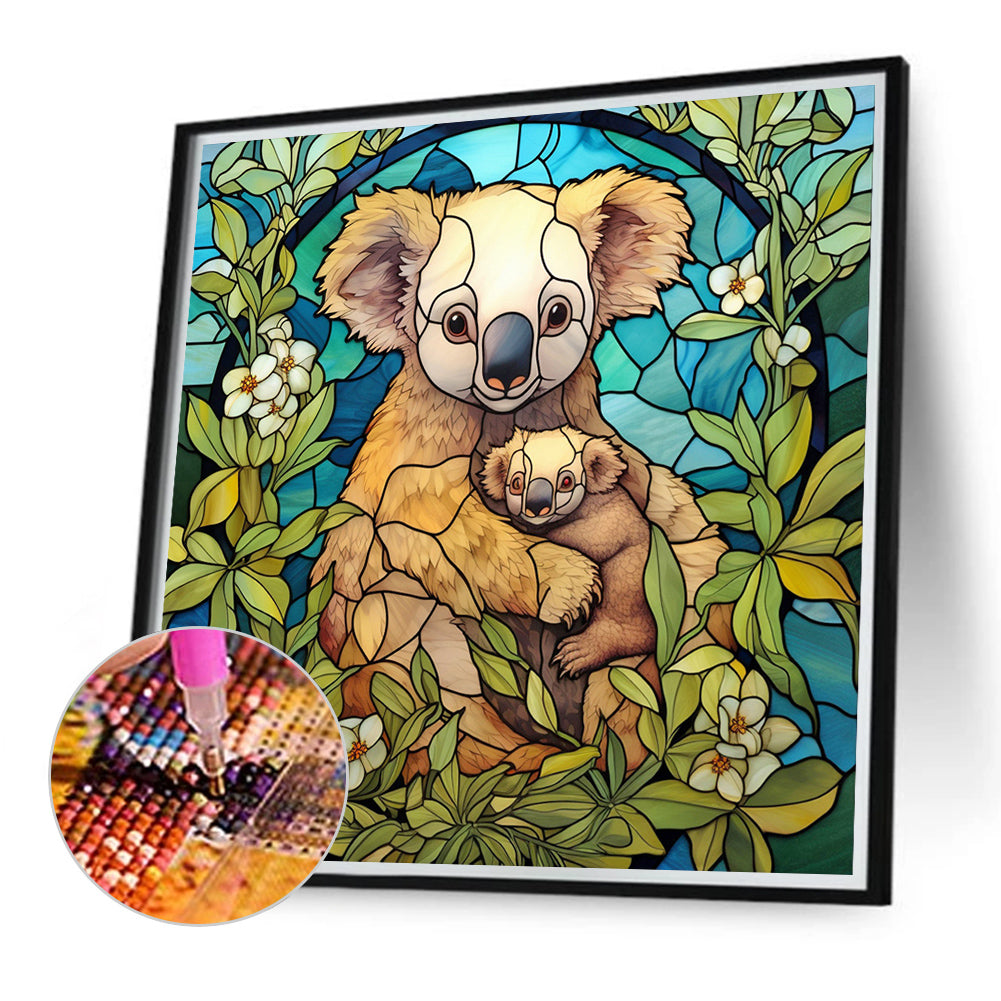 Koala Glass Painting - Full Round Drill Diamond Painting 40*40CM