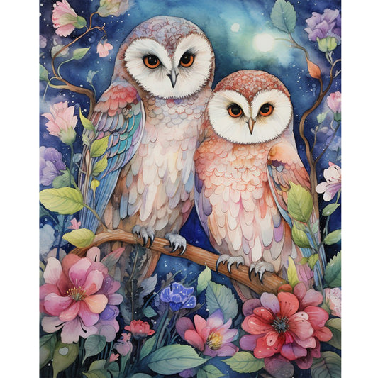 Forest Owl - Full Round Drill Diamond Painting 40*50CM