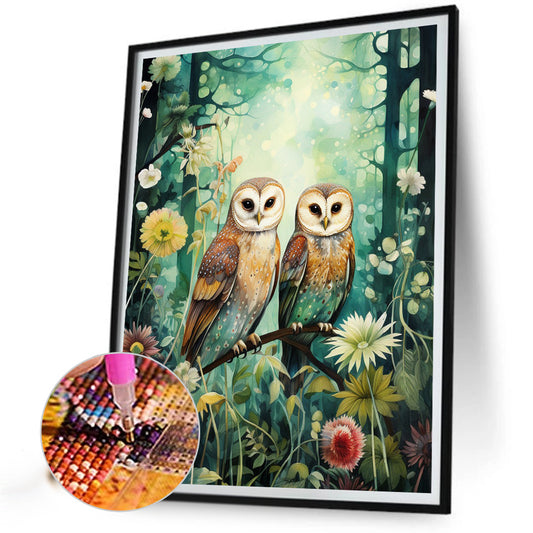 Forest Owl - Full Round Drill Diamond Painting 40*50CM
