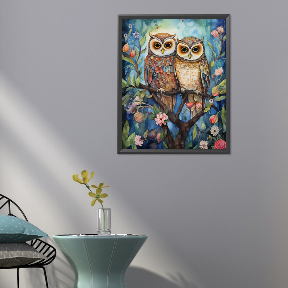 Forest Owl - Full Round Drill Diamond Painting 40*50CM