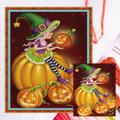 Halloween Pumpkin Witch - 11CT Counted Cross Stitch 40*50CM