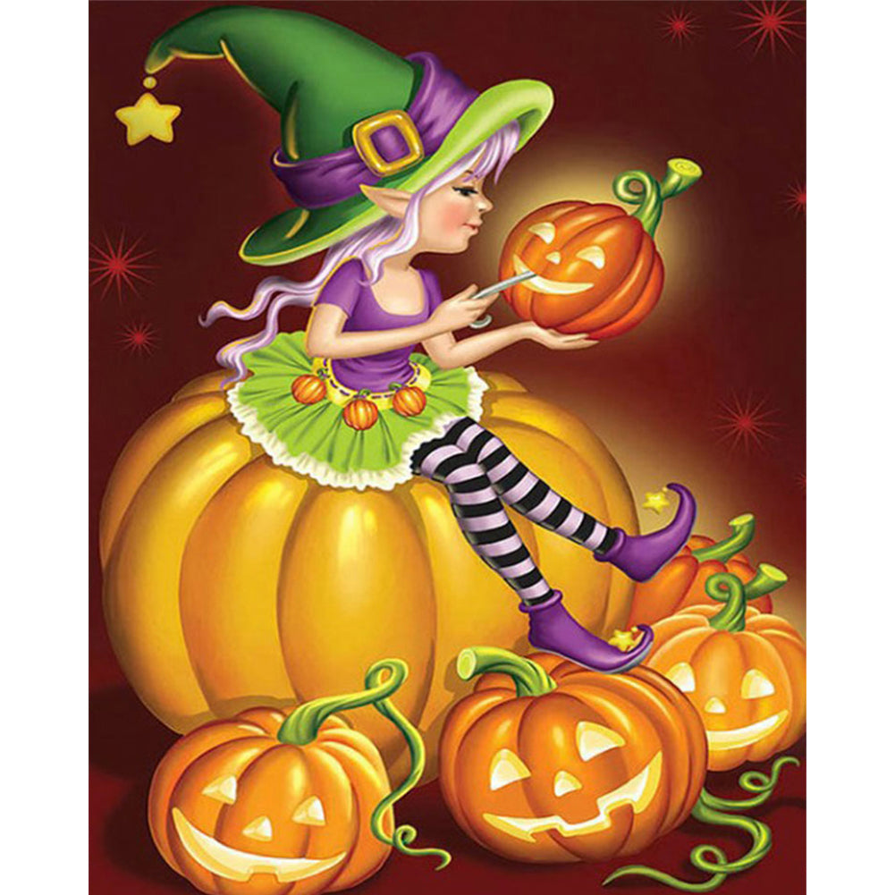 Halloween Pumpkin Witch - 11CT Counted Cross Stitch 40*50CM