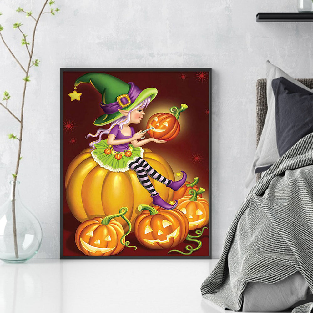 Halloween Pumpkin Witch - 11CT Counted Cross Stitch 40*50CM