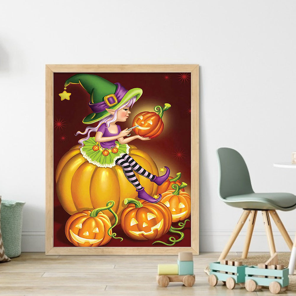 Halloween Pumpkin Witch - 11CT Counted Cross Stitch 40*50CM