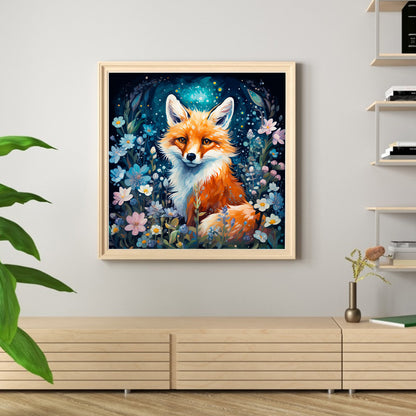 Flowers Fox - 11CT Stamped Cross Stitch 50*50CM